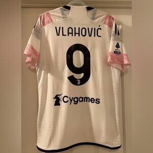 Adidas Juventus Dusan Vlahovic Serie A PLAYER ISSUE Authentic Jersey Size Large